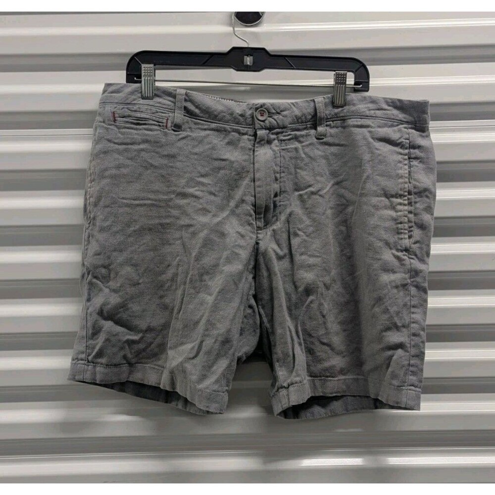 Untuckit Quiet Luxury Linen Blend‎ Gray Chino 9" Shorts Size 36 Preppy Nautical